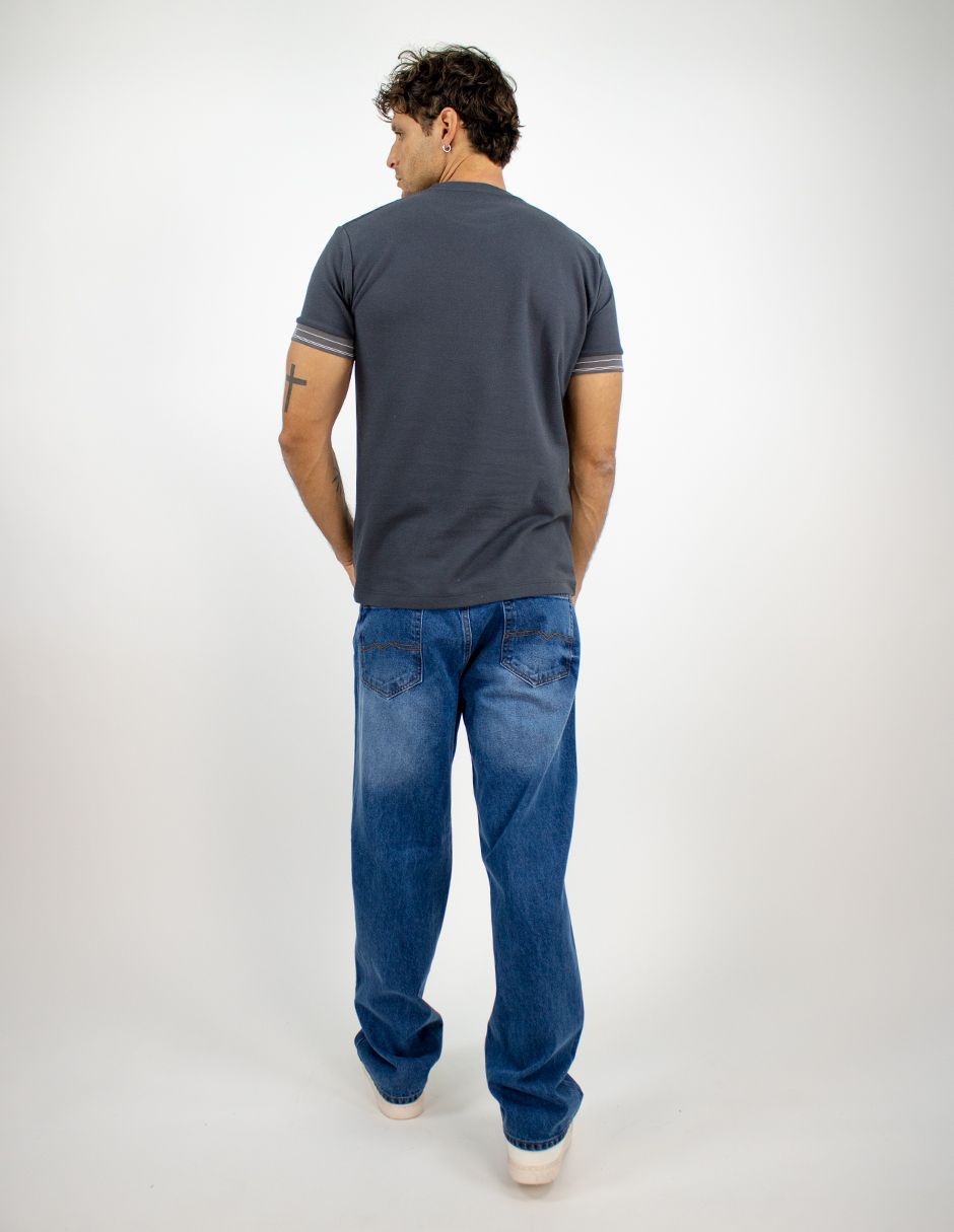 EXCLUSIVO SUBURBIA LUXE0101OXFORD Playera Furor Manga Corta Cárdigan En Puños Chifón Slim Gris Oxford