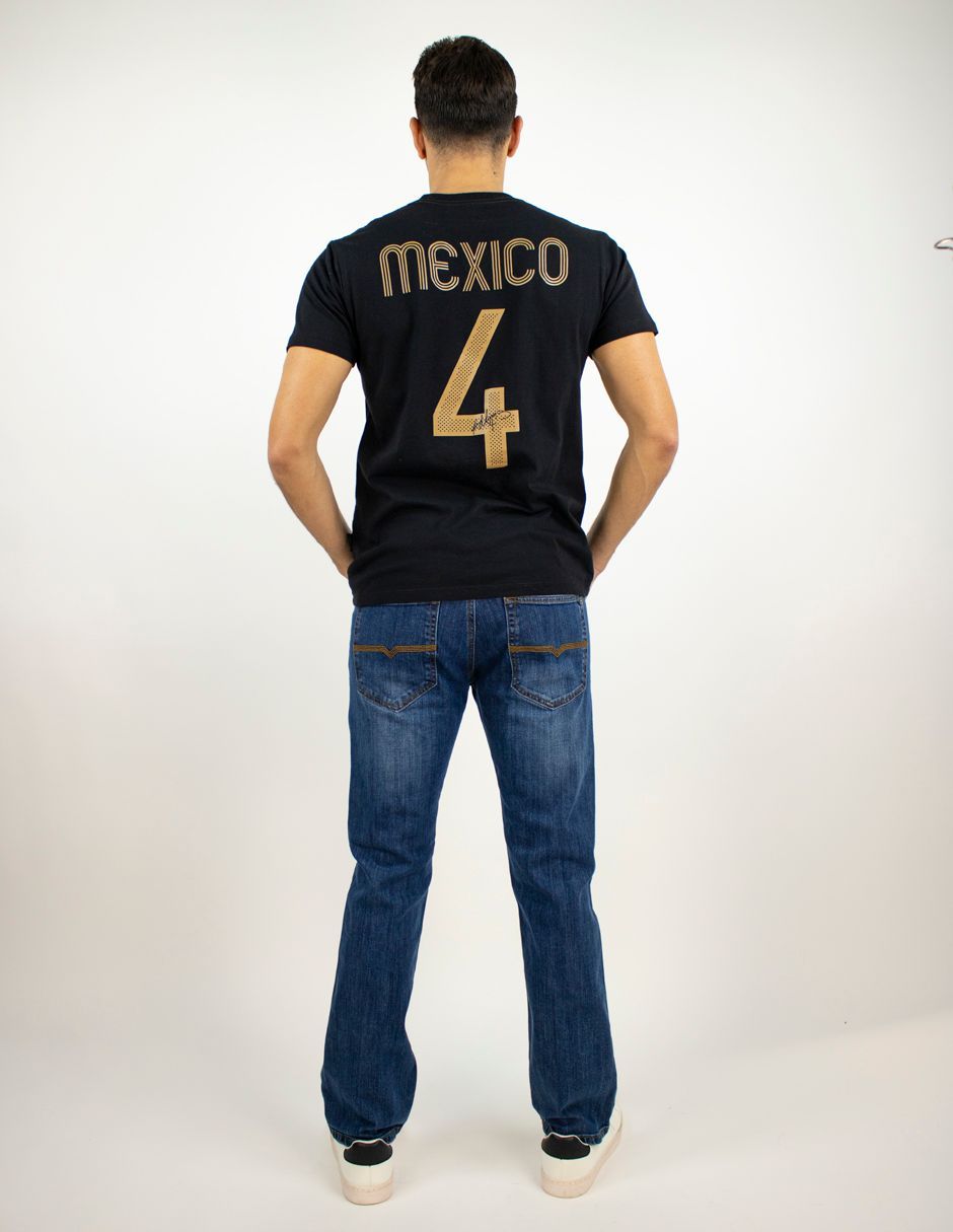 EXCLUSIVO SUBURBIA MEX03NEGRO Playera Furor Manga Corta Chifón Slim Negro Estampado