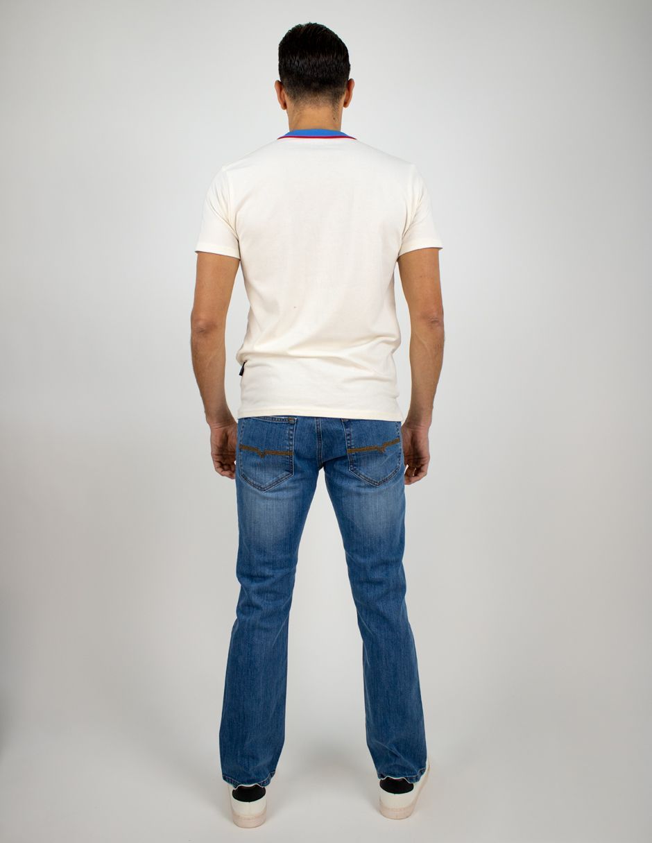 EXCLUSIVO SUBURBIA MILLS0202HUESO Playera Furor Manga Corta Chifón Slim Hueso Estampado