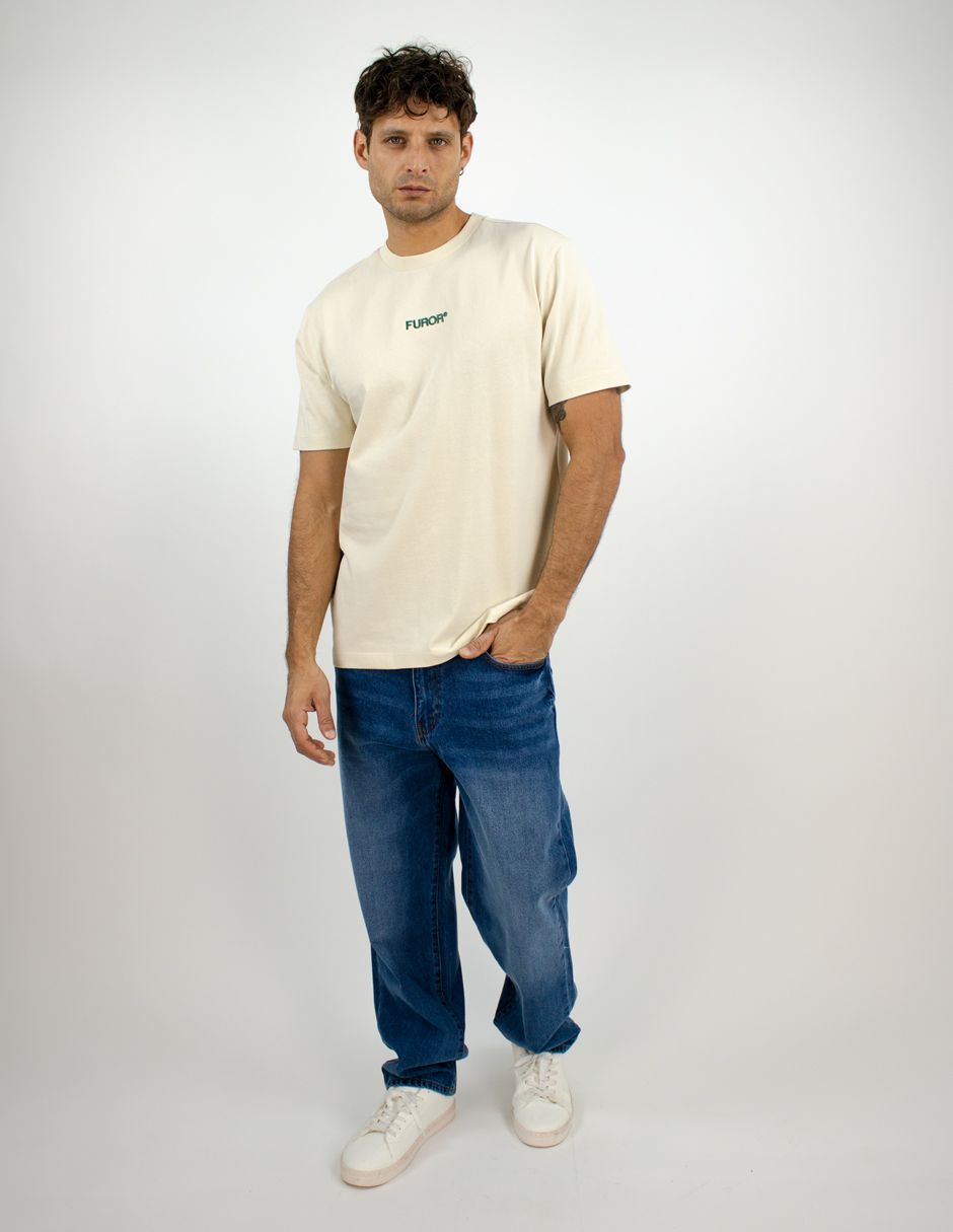 EXCLUSIVO SUBURBIA PFD04ROSA Playera Furor Manga Corta Chifón Oversize Hueso