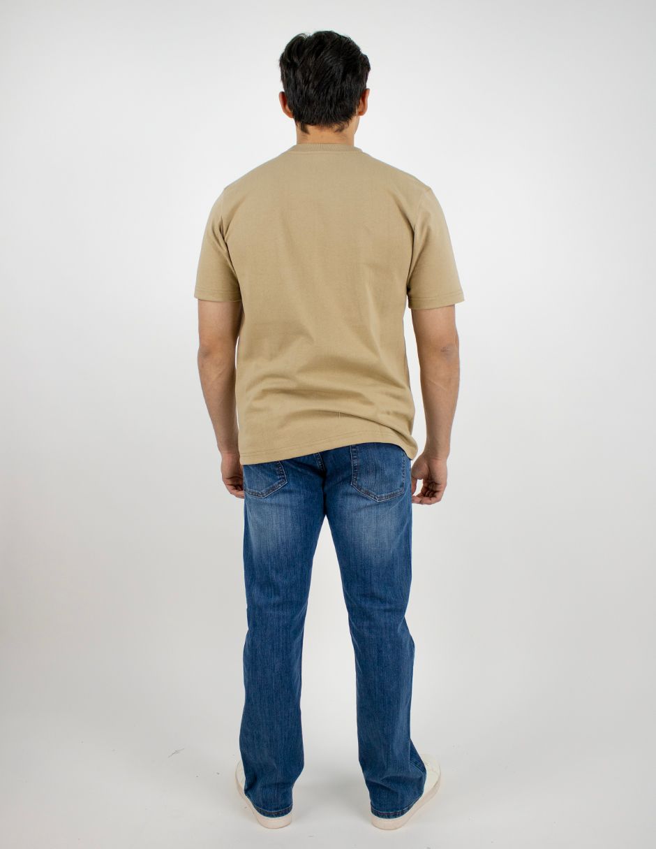 EXCLUSIVO SUBURBIA PFD09PAJA Playera Furor Manga Corta Chifón Oversize Paja