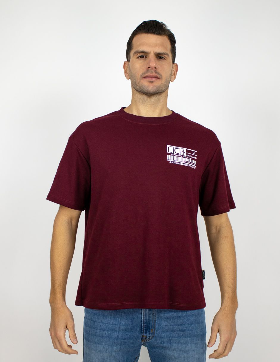 EXCLUSIVO SUBURBIA TRAVEL0201VINO Playera Furor Manga Corta Chifón Vino