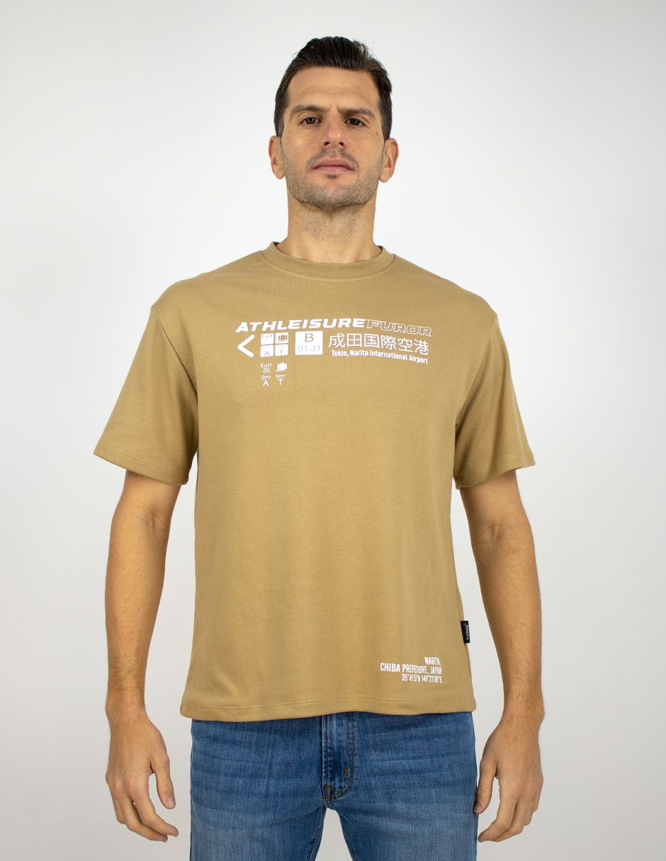 EXCLUSIVO SUBURBIA TRAVEL0202KHAKI Playera Furor Manga Corta Chifón Khaki