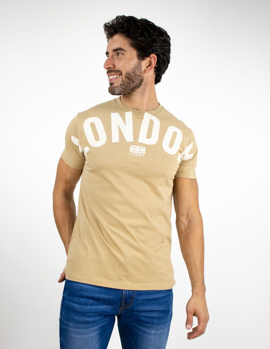 EXCLUSIVO SUBURBIA ALPHAK Playera Furor Manga Corta Chifón Slim Khaki