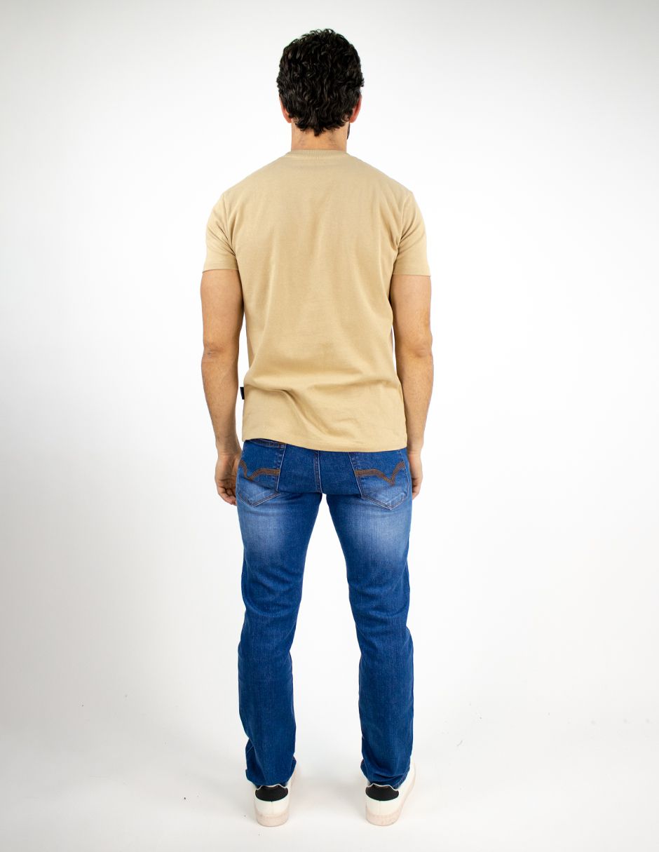 EXCLUSIVO SUBURBIA ALPHAK Playera Furor Manga Corta Chifón Slim Khaki