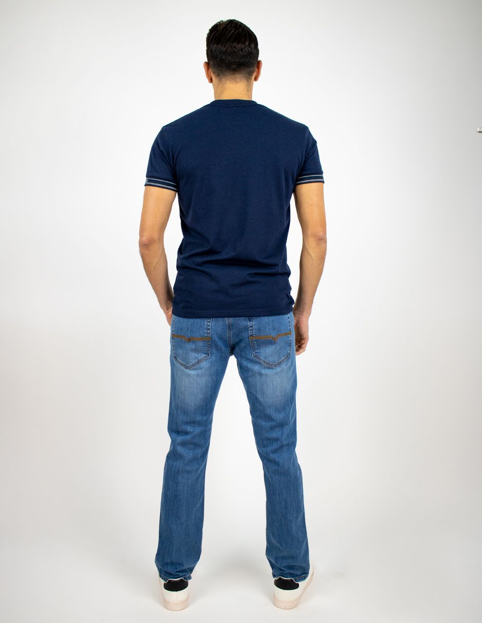 EXCLUSIVO SUBURBIA LUXE0201MARINO Playera Furor Manga Corta Cárdigan En Puños Chifón Slim Azul Marino