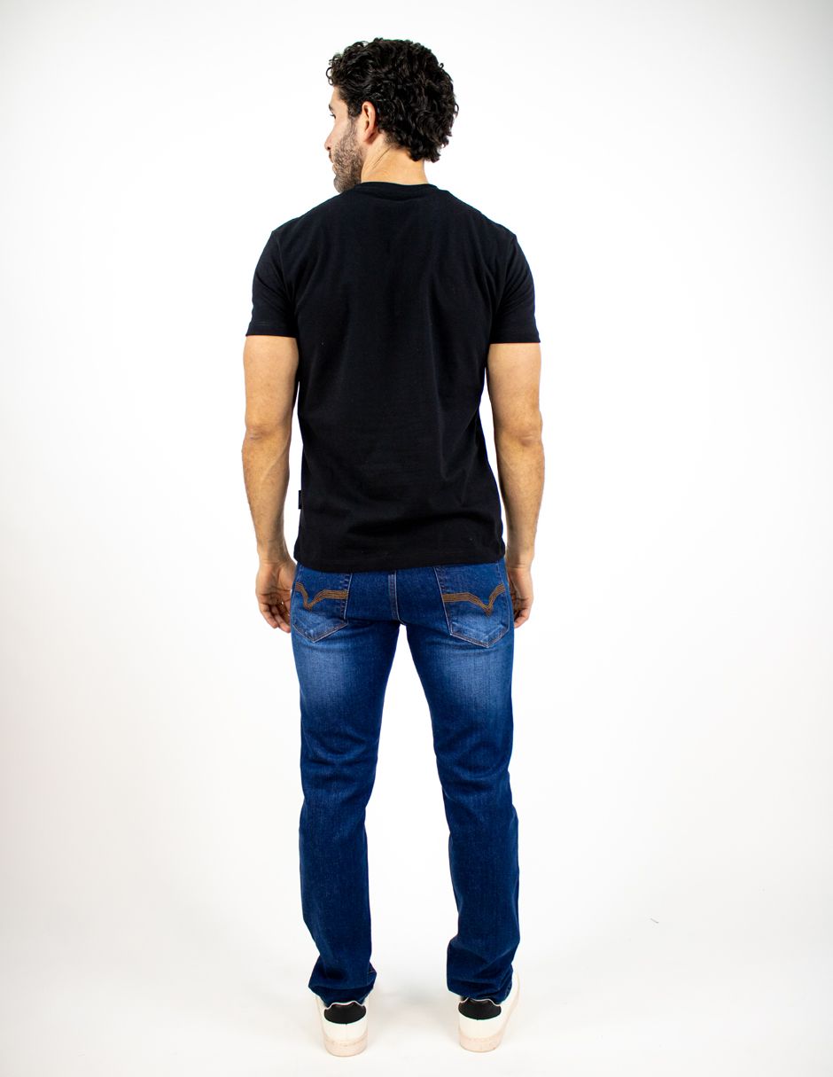 EXCLUSIVO SUBURBIA PRINTEDNEGRO Playera Furor Manga Corta Chifón Slim Negro Estampado