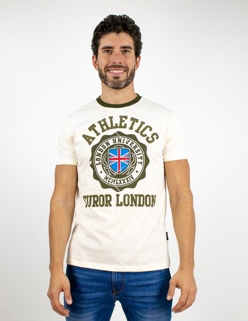 EXCLUSIVO SUBURBIA RETAILB Playera Furor Manga Corta Chifón Slim Beige