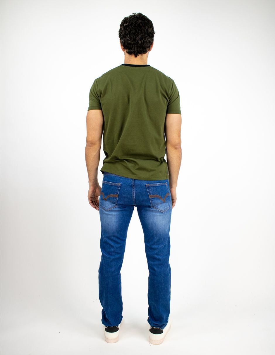 EXCLUSIVO SUBURBIA STYLEO Playera Furor Manga Corta Chifón Slim Olivo Combinado