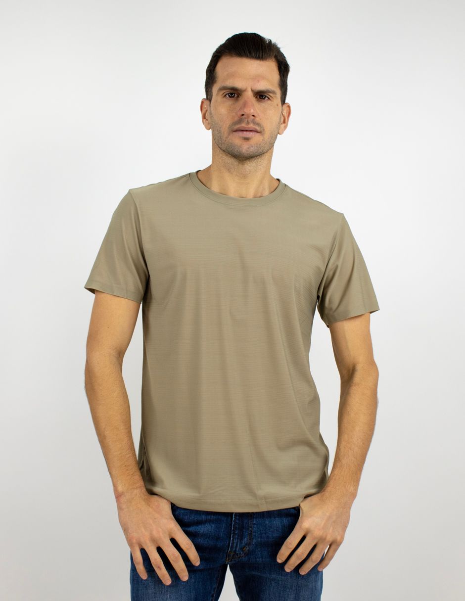 EXCLUSIVO BOUTIQUES T10404839 Playera Furor Manga Corta Poliamida Stretch Slim Beige