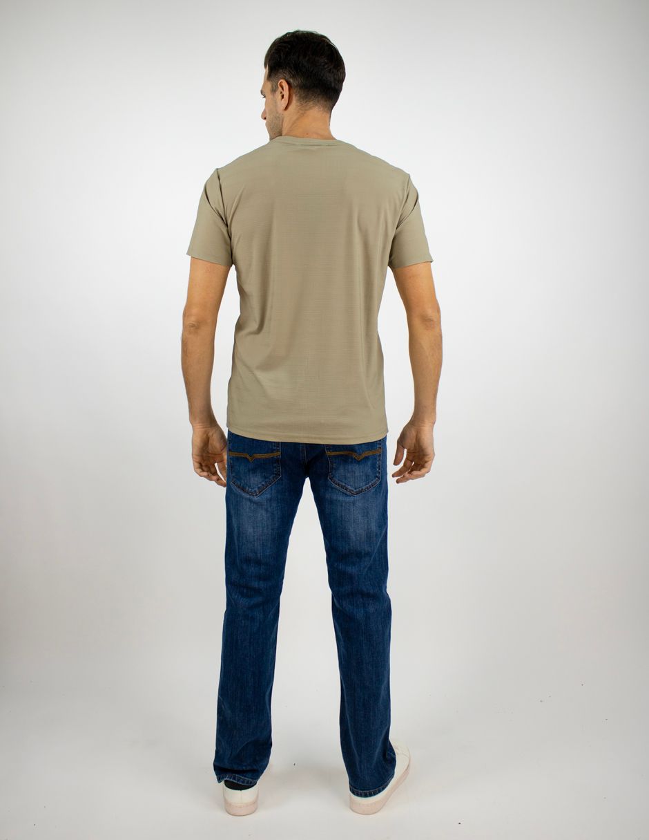 EXCLUSIVO BOUTIQUES T10404839 Playera Furor Manga Corta Poliamida Stretch Slim Beige
