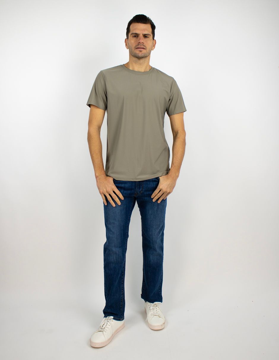 EXCLUSIVO BOUTIQUES T10404849 Playera Furor Manga Corta Poliamida Stretch Slim Topo