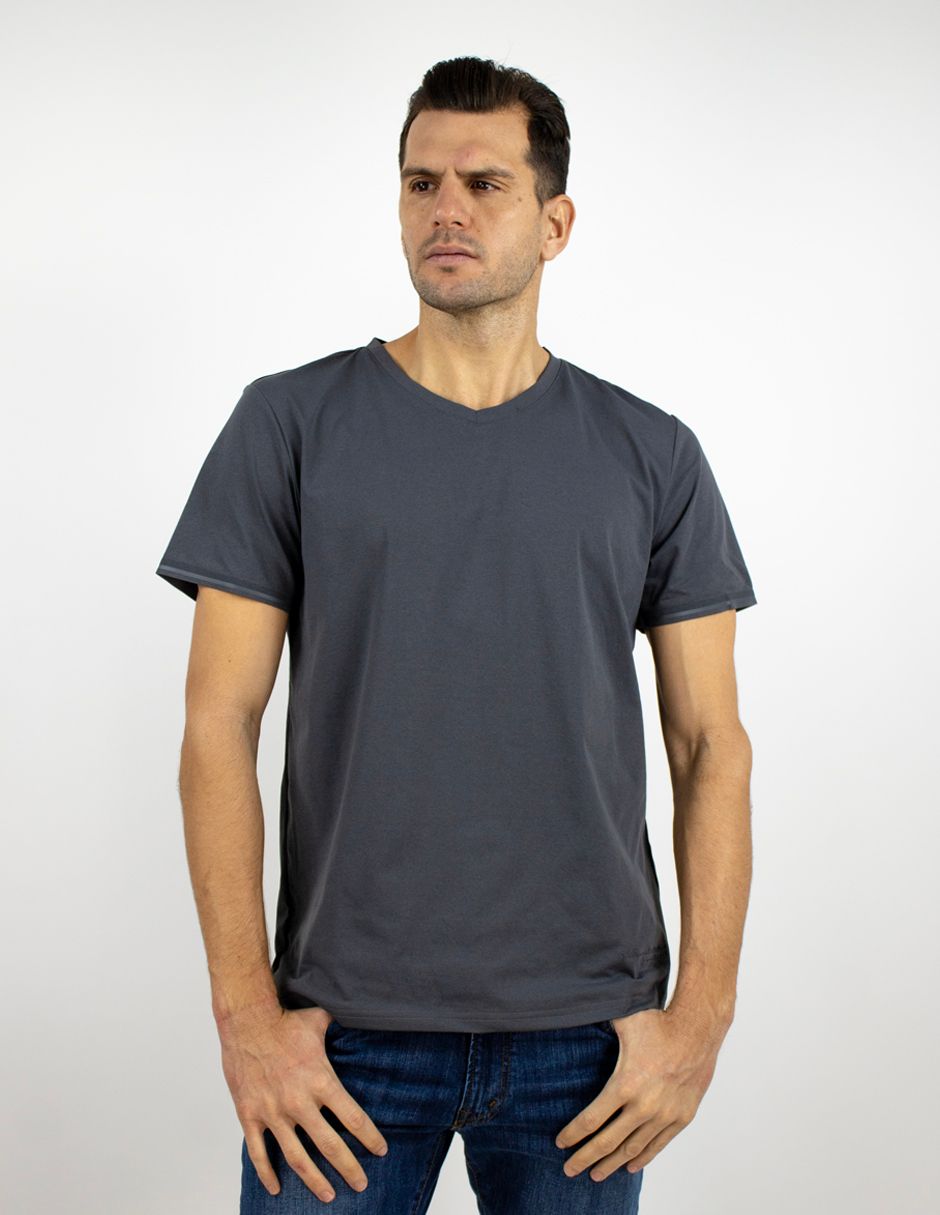 EXCLUSIVO BOUTIQUES T10404850 Playera Furor Manga Corta Cuello V Stretch Slim Oxford