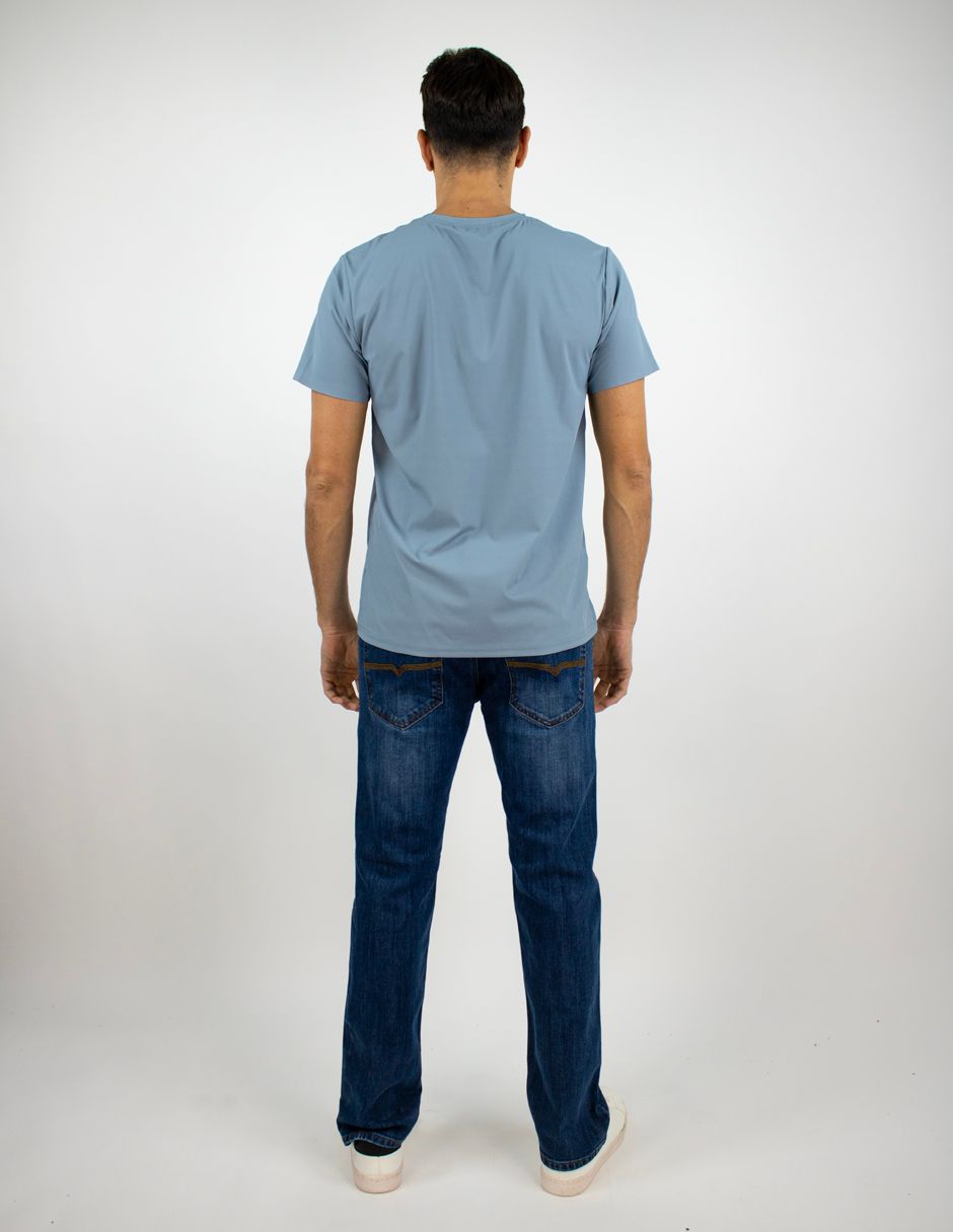 EXCLUSIVO BOUTIQUES T10404851 Playera Furor Manga Corta Poliamida Stretch Slim Azul Denim