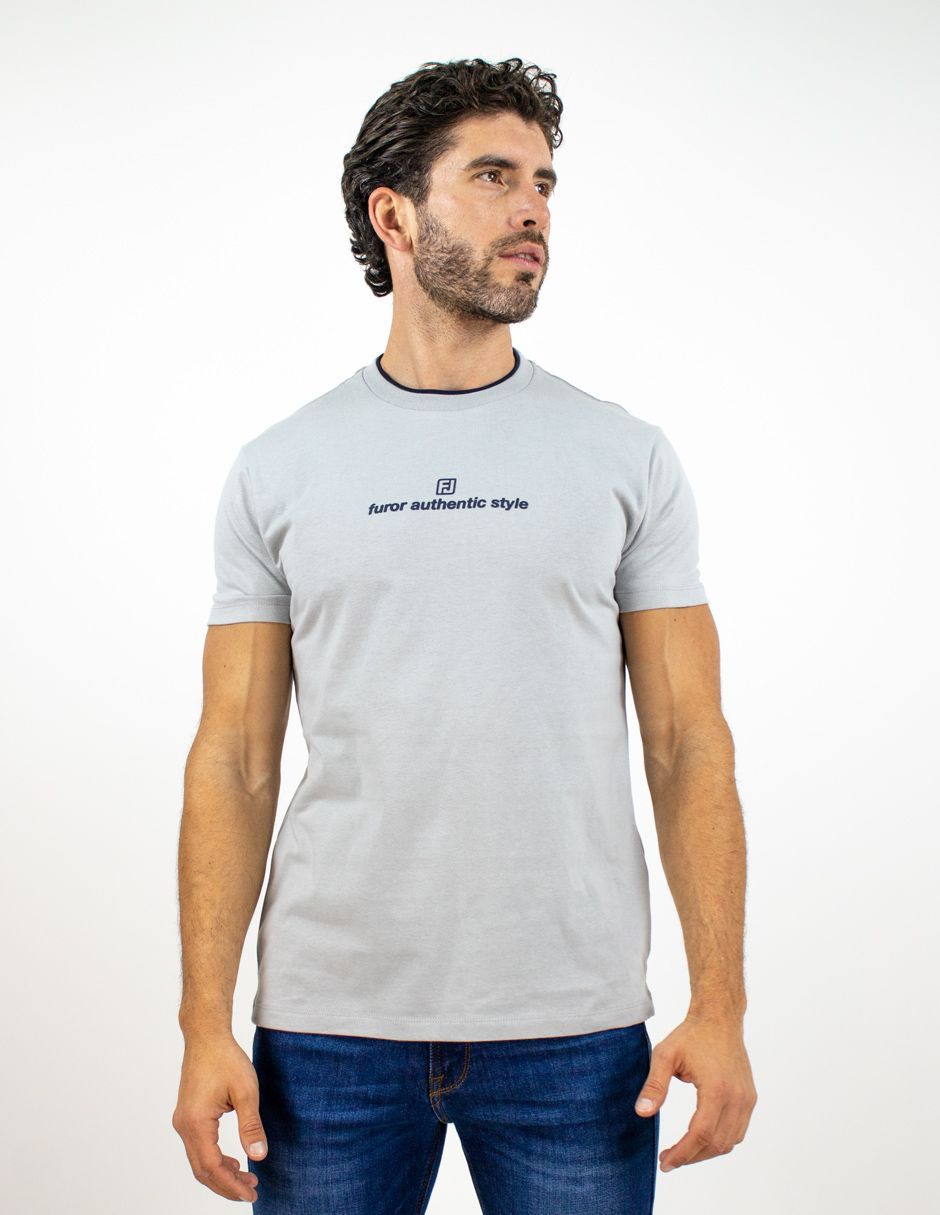 EXCLUSIVO SUBURBIA TRENDYGRIS Playera Furor Manga Corta Chifón Slim Gris Estampado