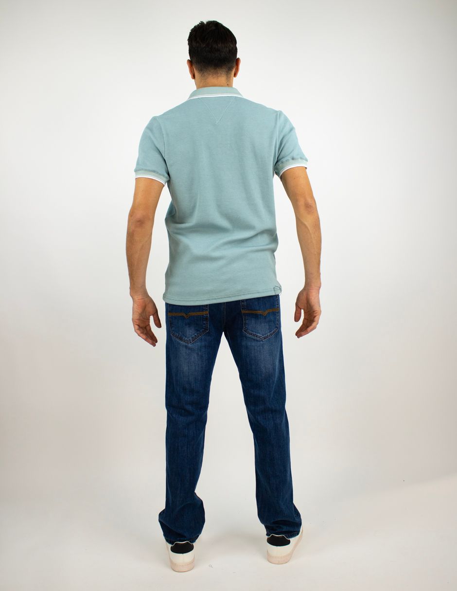 EXCLUSIVO BOUTIQUES CARL236 Playera Furor Polo Tejido de Punto Aqua