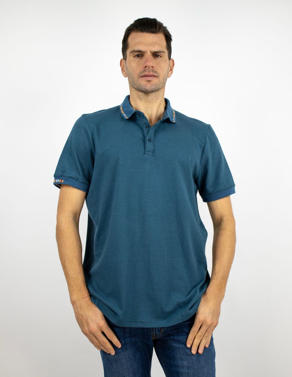 EXCLUSIVO BOUTIQUES DULIO232 Playera Furor Polo Tejido de Punto Plumbago