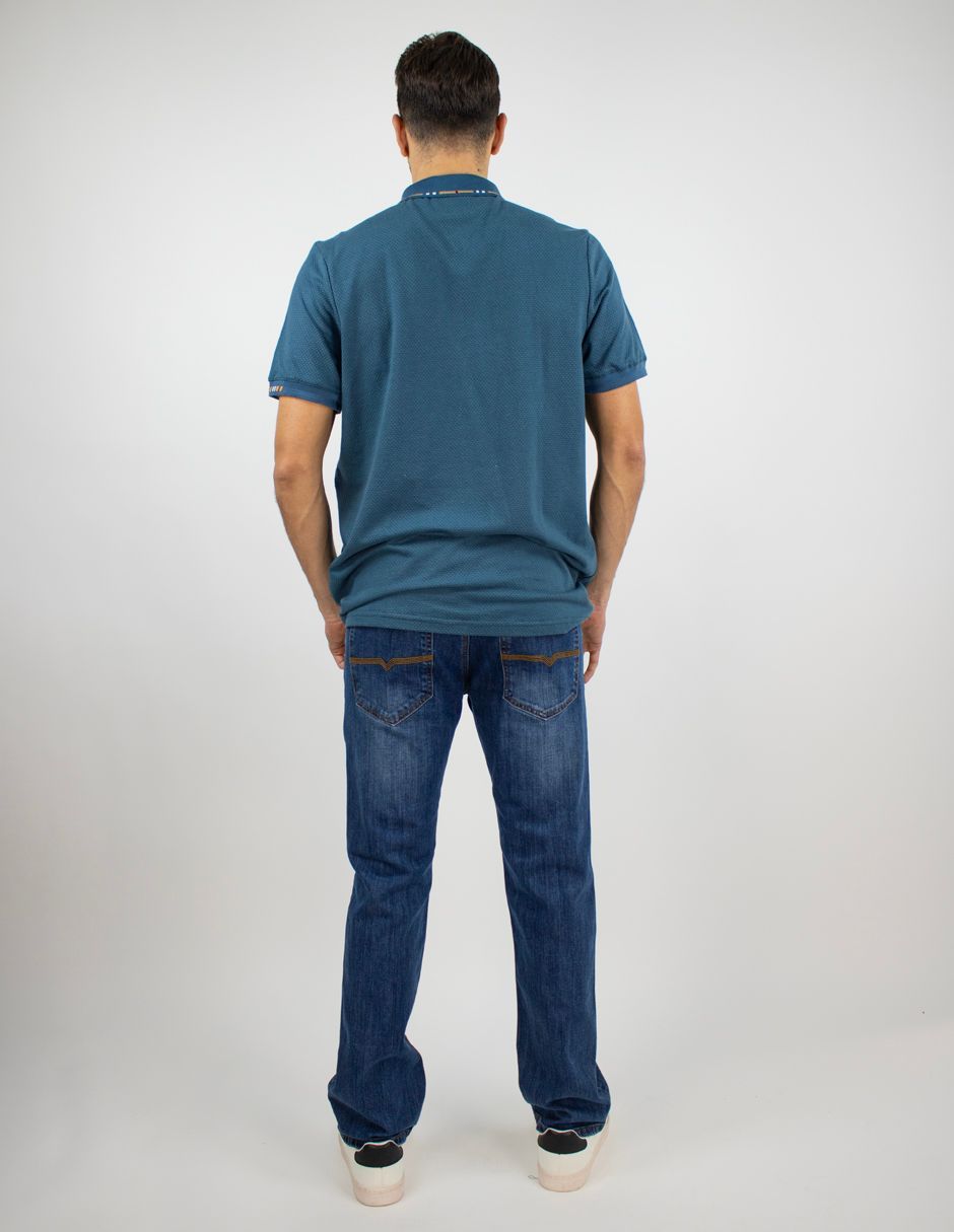EXCLUSIVO BOUTIQUES DULIO232 Playera Furor Polo Tejido de Punto Plumbago