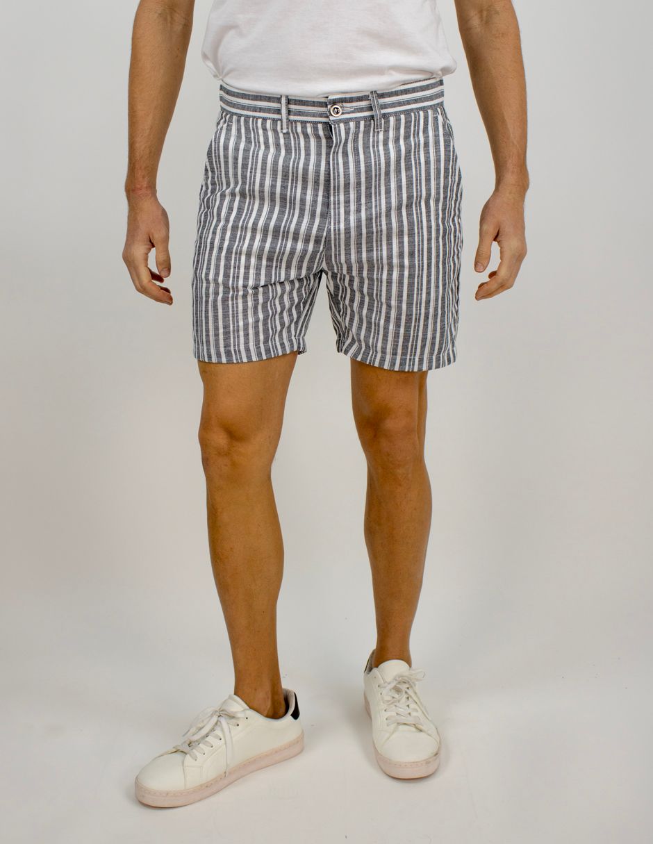 EXCLUSIVO BOUTIQUES  T13800024 Shorts Furor Slim Lino Rayas Negro