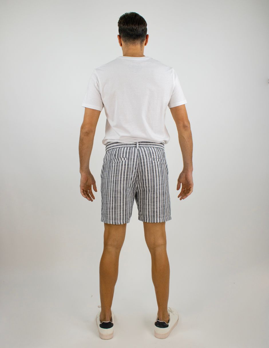 EXCLUSIVO BOUTIQUES  T13800024 Shorts Furor Slim Lino Rayas Negro