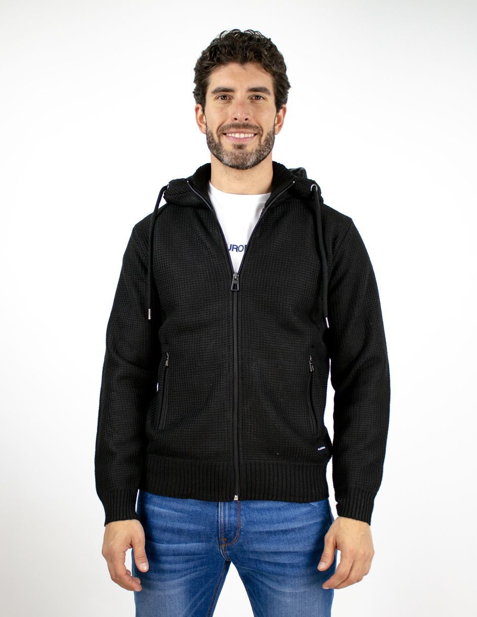 EXCLUSIVO SUBURBIA SFUR2510N Suéter Furor Con Capucha Waffle Poliéster Negro