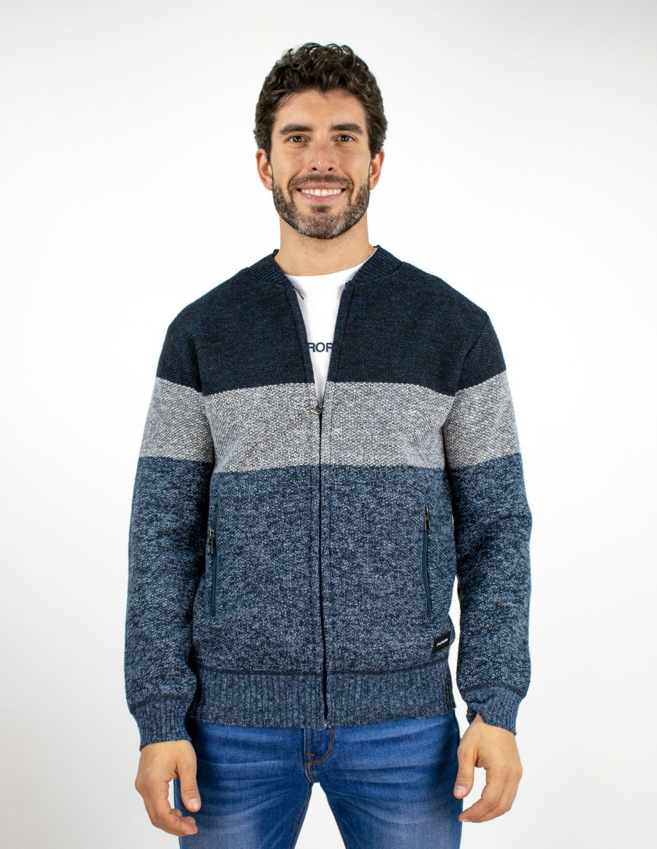 EXCLUSIVO SUBURBIA SFUR259N Suéter Furor Con Zipper Y Cuello Sport Poliéster Azul Combinado