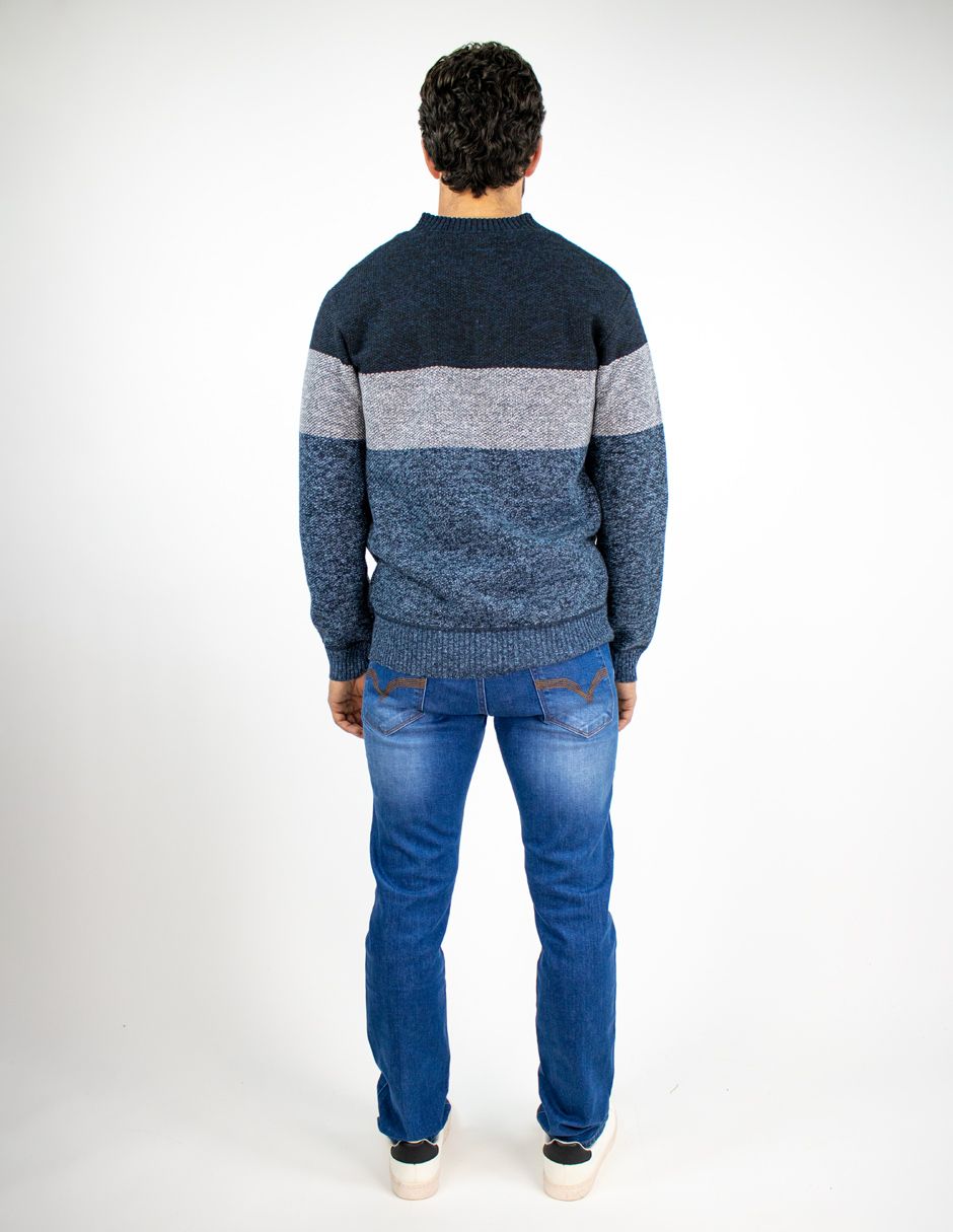 EXCLUSIVO SUBURBIA SFUR259N Suéter Furor Con Zipper Y Cuello Sport Poliéster Azul Combinado