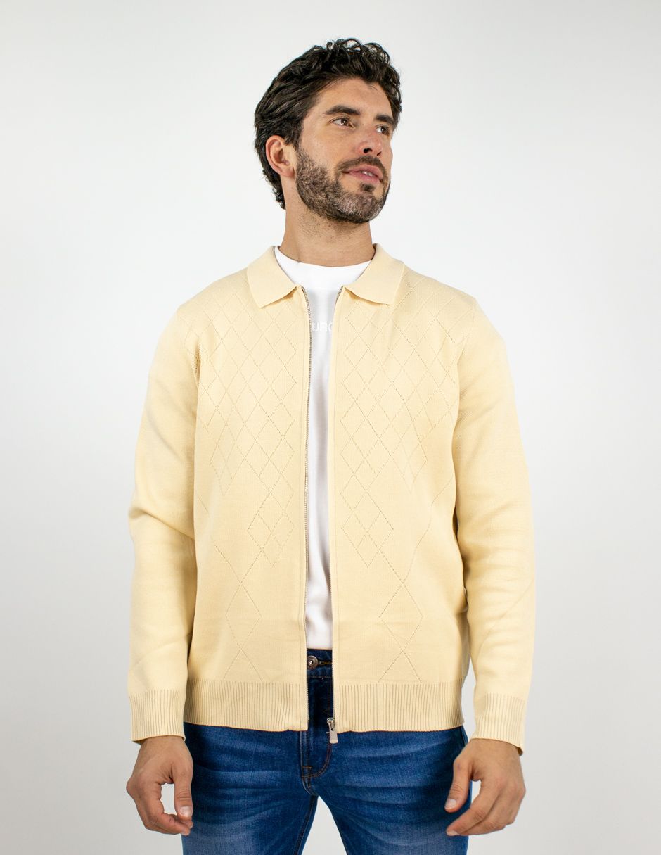 EXCLUSIVO BOUTIQUES T11900137 Suéter Furor Con Zipper Y Cuello Viscosa Poliéster Beige