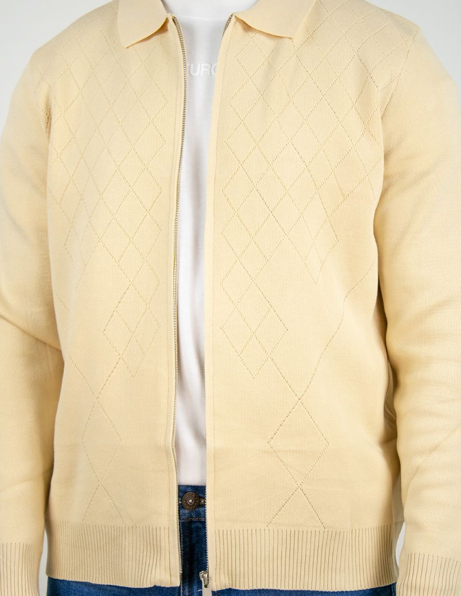 EXCLUSIVO BOUTIQUES T11900137 Suéter Furor Con Zipper Y Cuello Viscosa Poliéster Beige