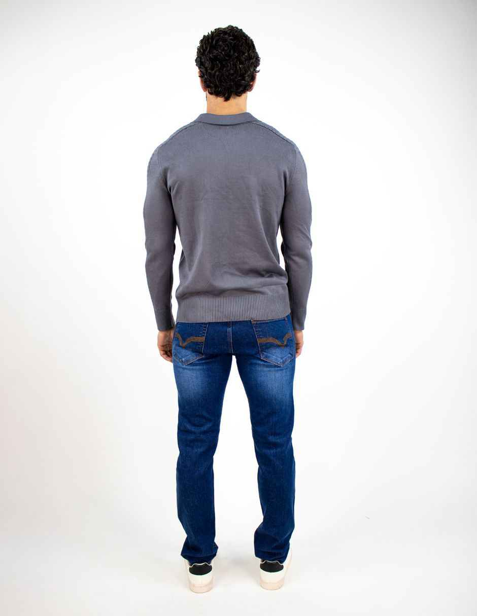 EXCLUSIVO BOUTIQUES T11900138 Suéter Furor Con Medio Zipper Y Cuello Viscosa Poliéster Acero