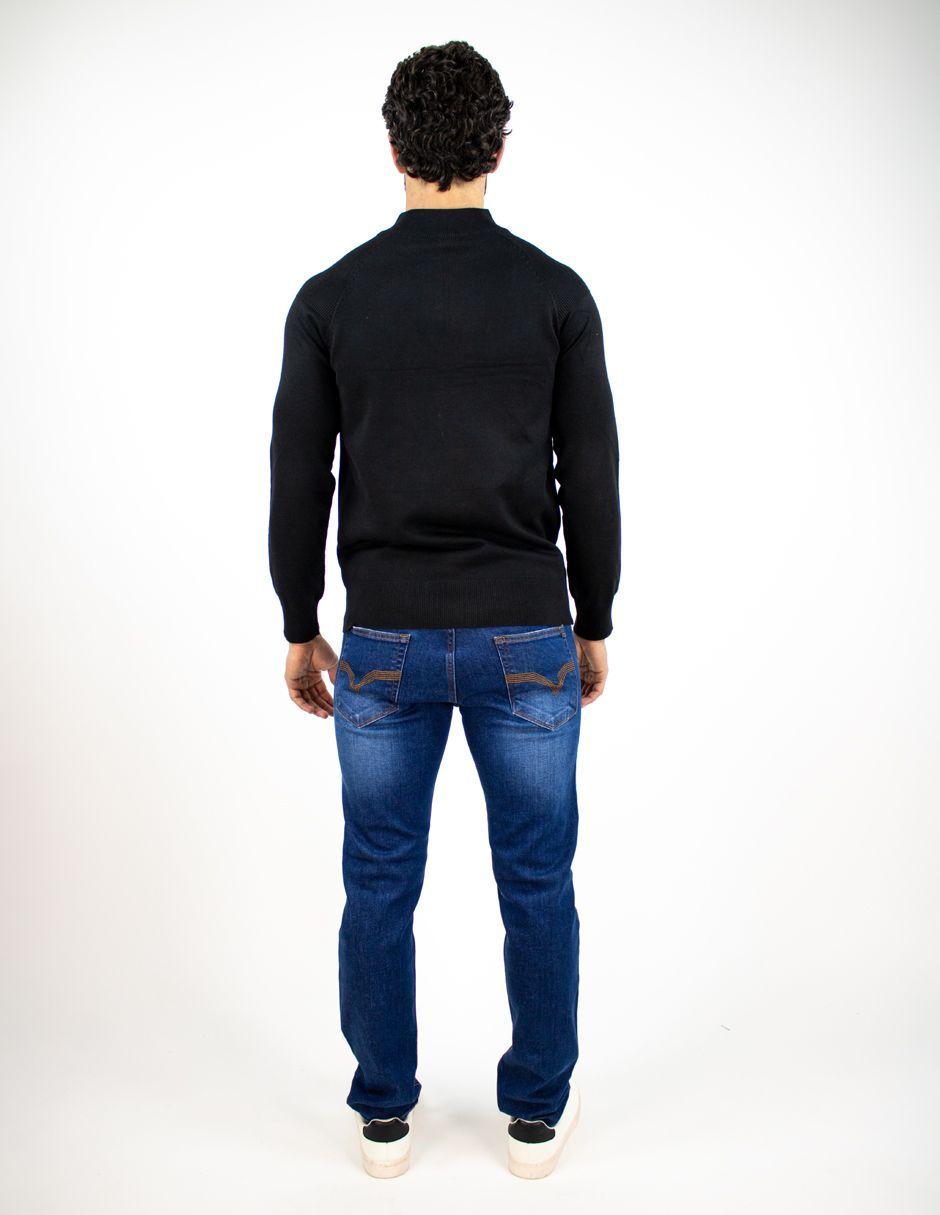 EXCLUSIVO BOUTIQUES T11900139 Suéter Furor Con Medio Zipper Y Cuello Alto Viscosa Poliéster Negro