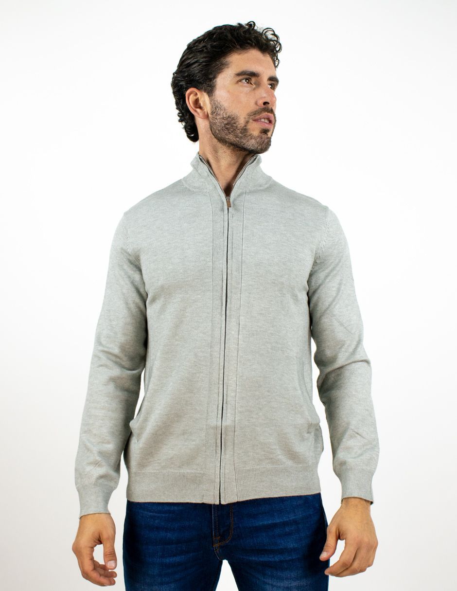 EXCLUSIVO BOUTIQUES T11900140 Suéter Furor Zipper Completo Y Cuello Alto Viscosa Poliéster Poliamida Gris