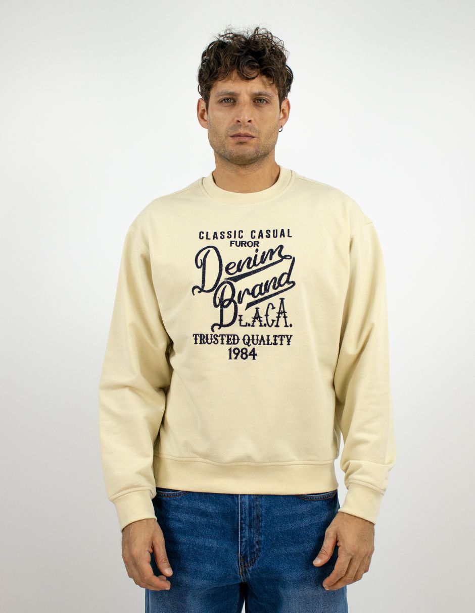 EXCLUSIVO SUBURBIA SDDENIMCREMA Sudadera Furor Cuello Redondo Poliéster Algodón Crema