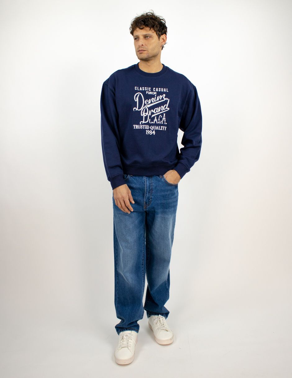 EXCLUSIVO SUBURBIA SDDENIMMARINO Sudadera Furor Cuello Redondo Poliéster Algodón Marino