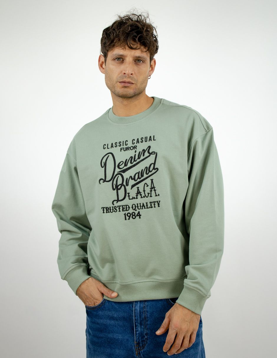 EXCLUSIVO SUBURBIA SDDENIMVERDE Sudadera Furor Cuello Redondo Poliéster Algodón Verde