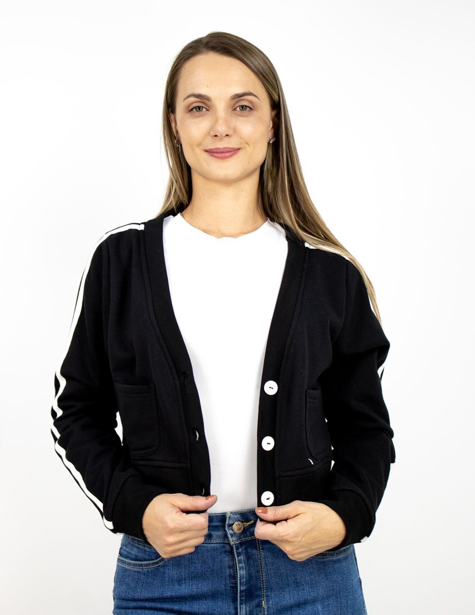 EXCLUSIVO SUBURBIA SUDF251101 Sudadera Furor Crop Cuello V Con Botones Poliester Negro