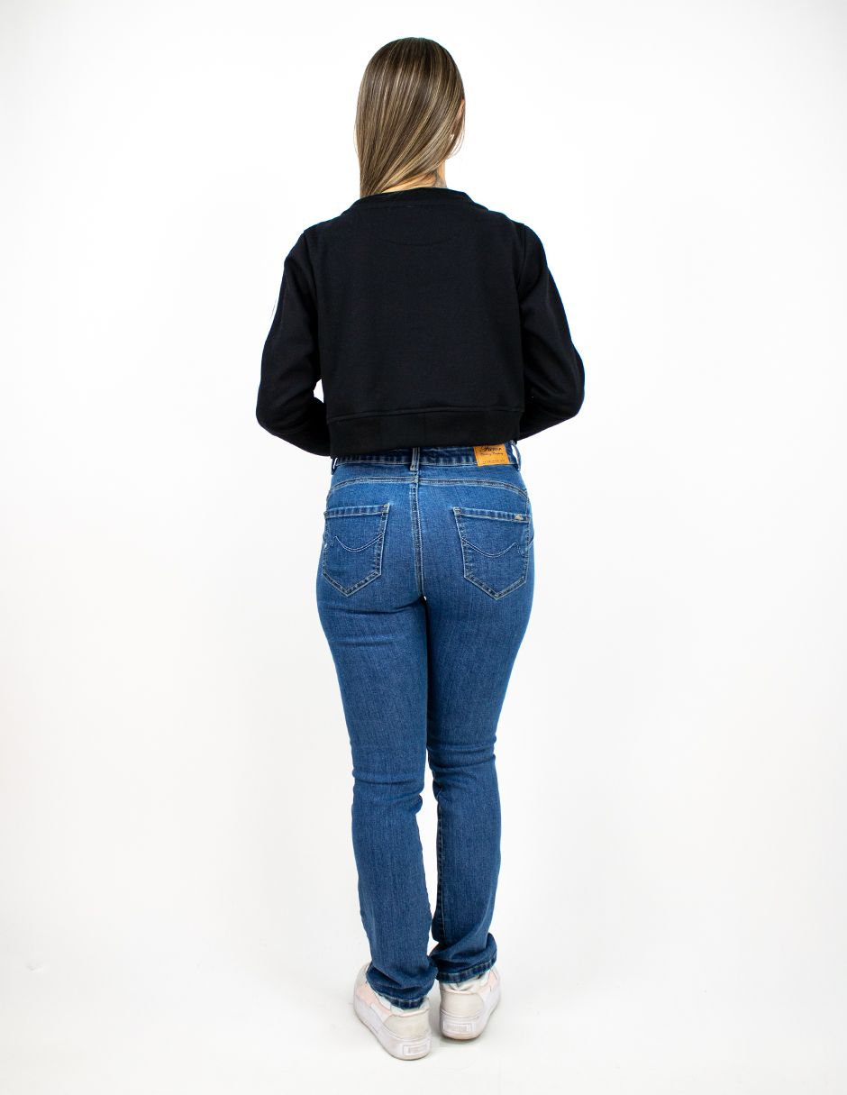 EXCLUSIVO SUBURBIA SUDF251101 Sudadera Furor Crop Cuello V Con Botones Poliéster Negro