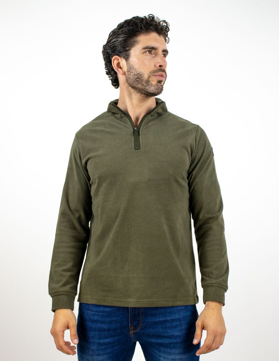 EXCLUSIVO BOUTIQUES T10500693 Sudadera Furor Fleece Con Medio Zipper Y Cuello Alto Poliéster Elastano Militar