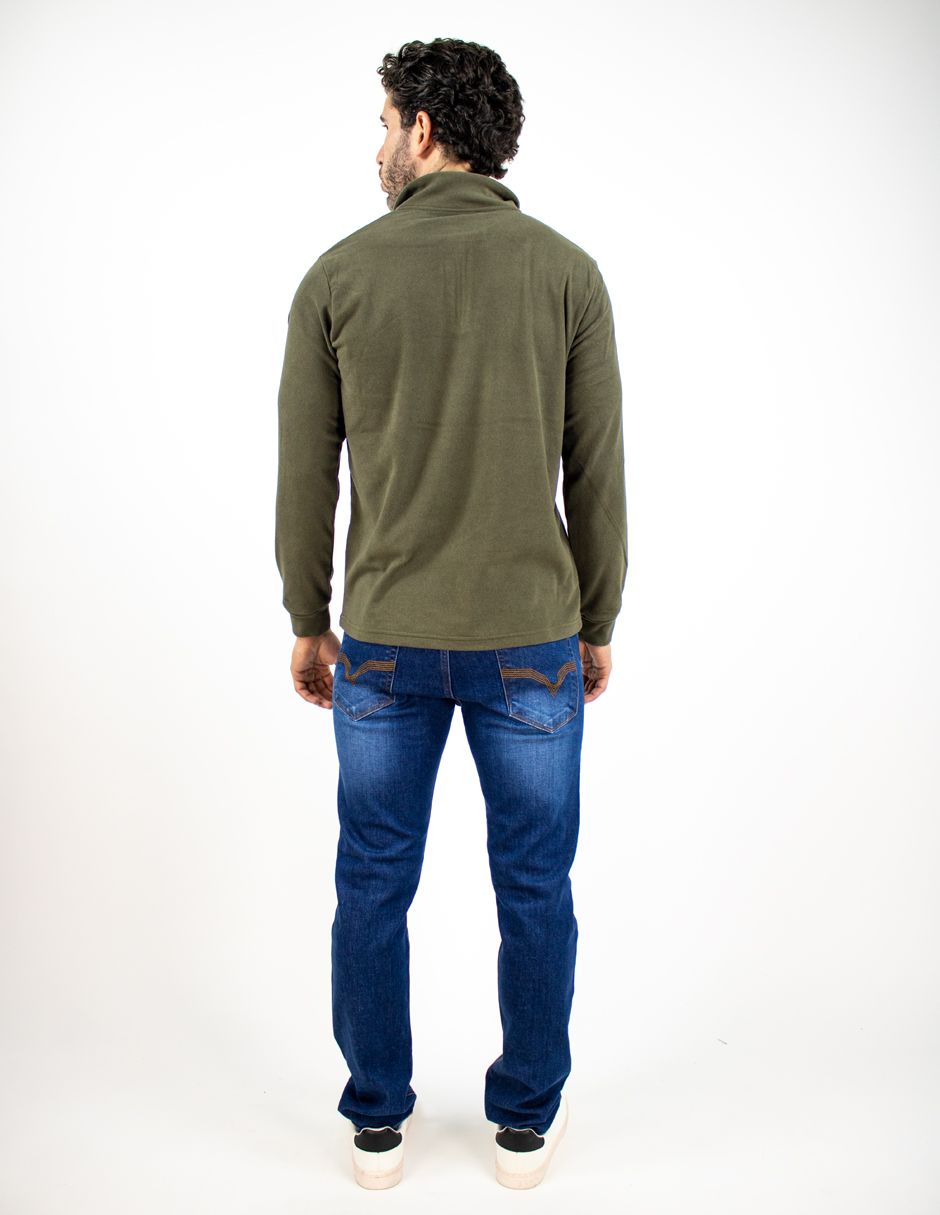 EXCLUSIVO BOUTIQUES T10500693 Sudadera Furor Fleece Con Medio Zipper Y Cuello Alto Poliéster Elastano Militar