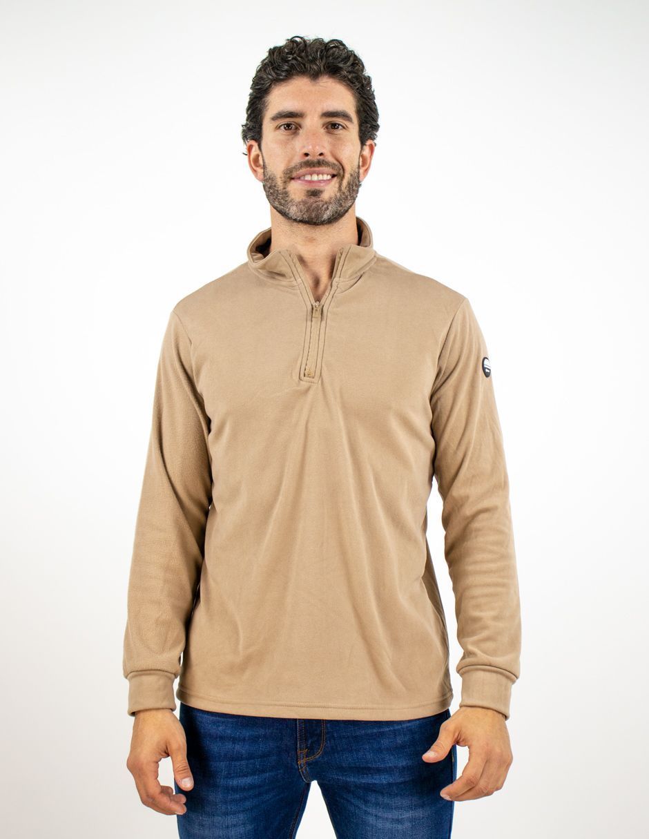 EXCLUSIVO BOUTIQUES T10500694 Sudadera Furor Fleece Con Medio Zipper Y Cuello Alto Poliéster Elastano Beige