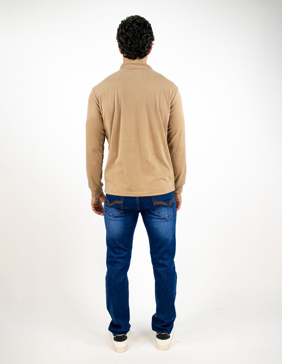 EXCLUSIVO BOUTIQUES T10500694 Sudadera Furor Fleece Con Medio Zipper Y Cuello Alto Poliéster Elastano Beige