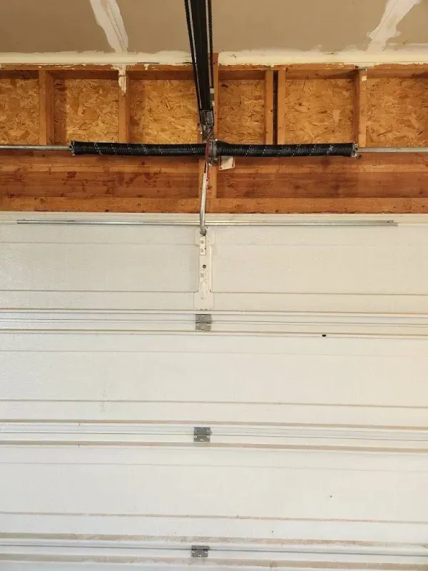 Garage door with central torsion spring system.