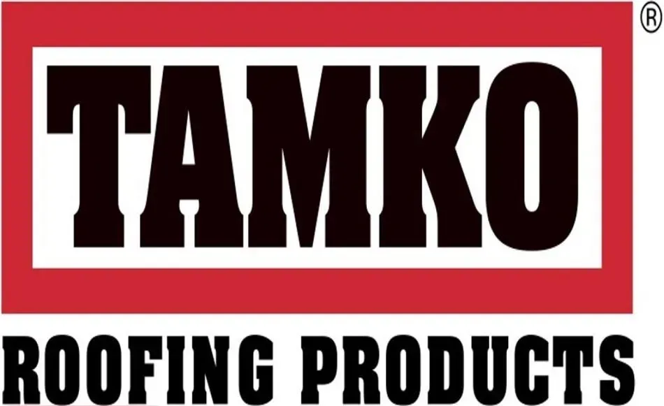 A logo for tamko roofing products is shown on a white background.