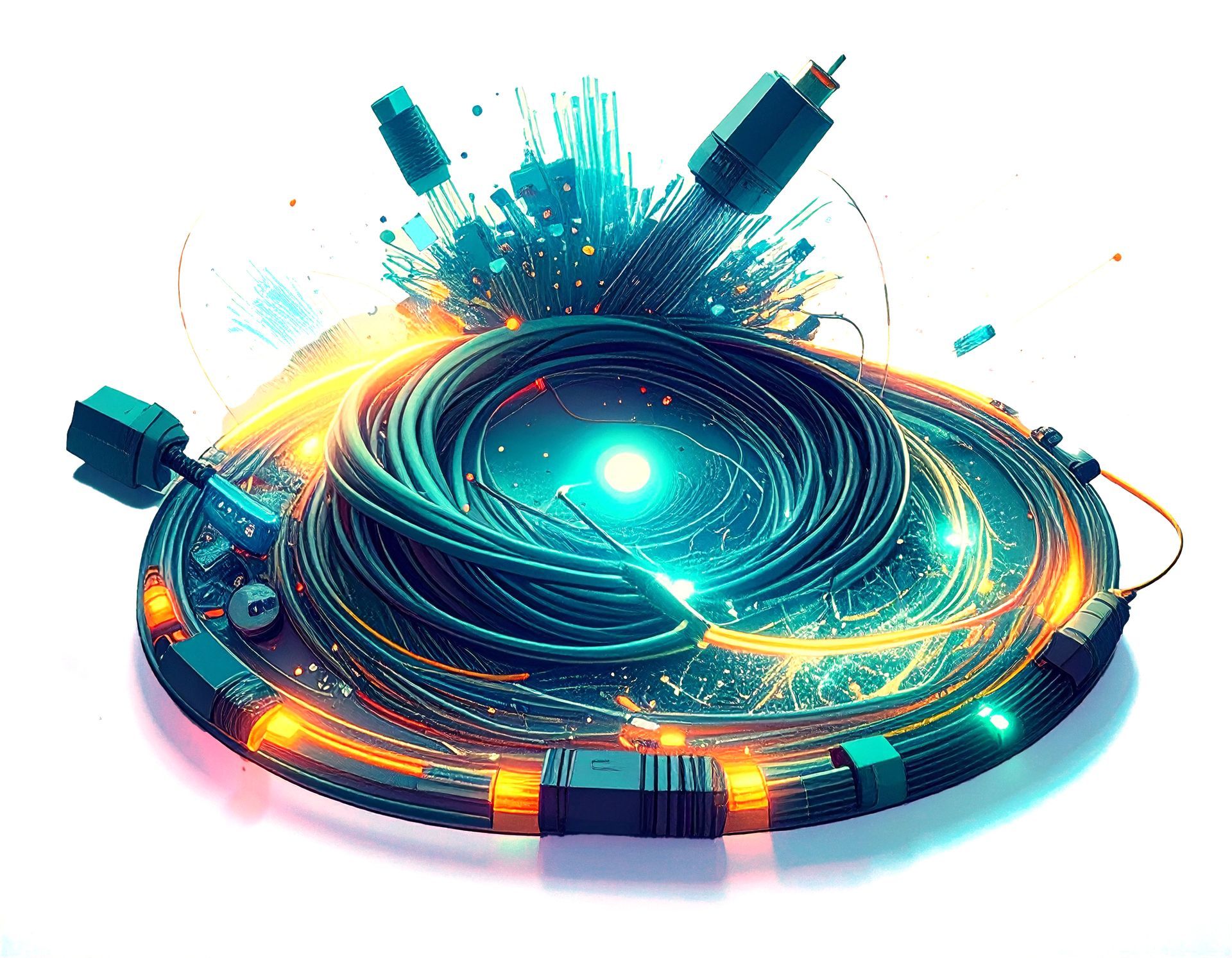 A bunch of wires are connected to each other in a circle.