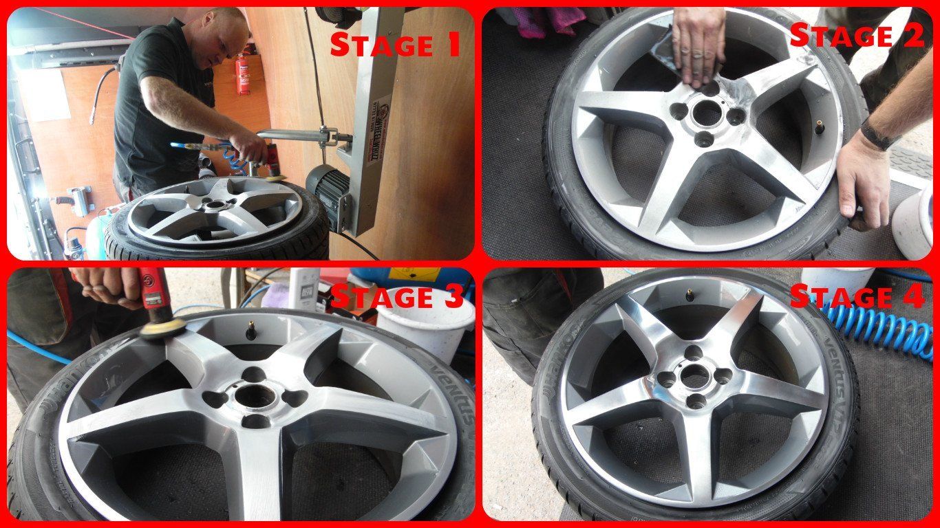 Stages of alloy wheel refurbishment
