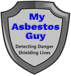 Logo: Shield with "My Asbestos Guy" in blue text, "Detecting Danger, Shielding Lives" below. Gray and white colors.