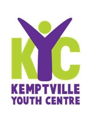A green and purple logo for kemptville youth centre