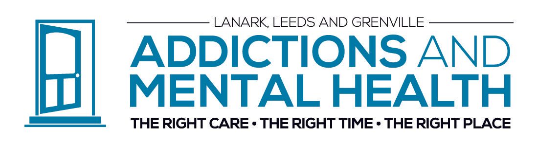 A blue logo for addictions and mental health