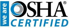 a logo for osha certified is shown on a white background