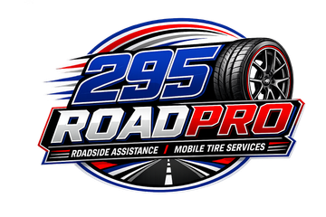 295 Road Pro roadside assistance logo with white car on blue shield and red top banner
